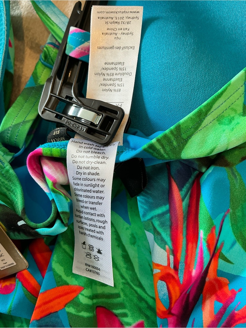 Nip Tuck 2pc Tropical V-Neck Tankini Swimsuit Set in Blue-Green Floral - Picture 10 of 13